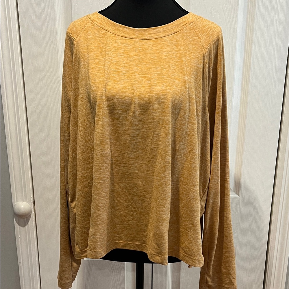 RBX Women's Mustard Yellow Long Sleeve Peached Top